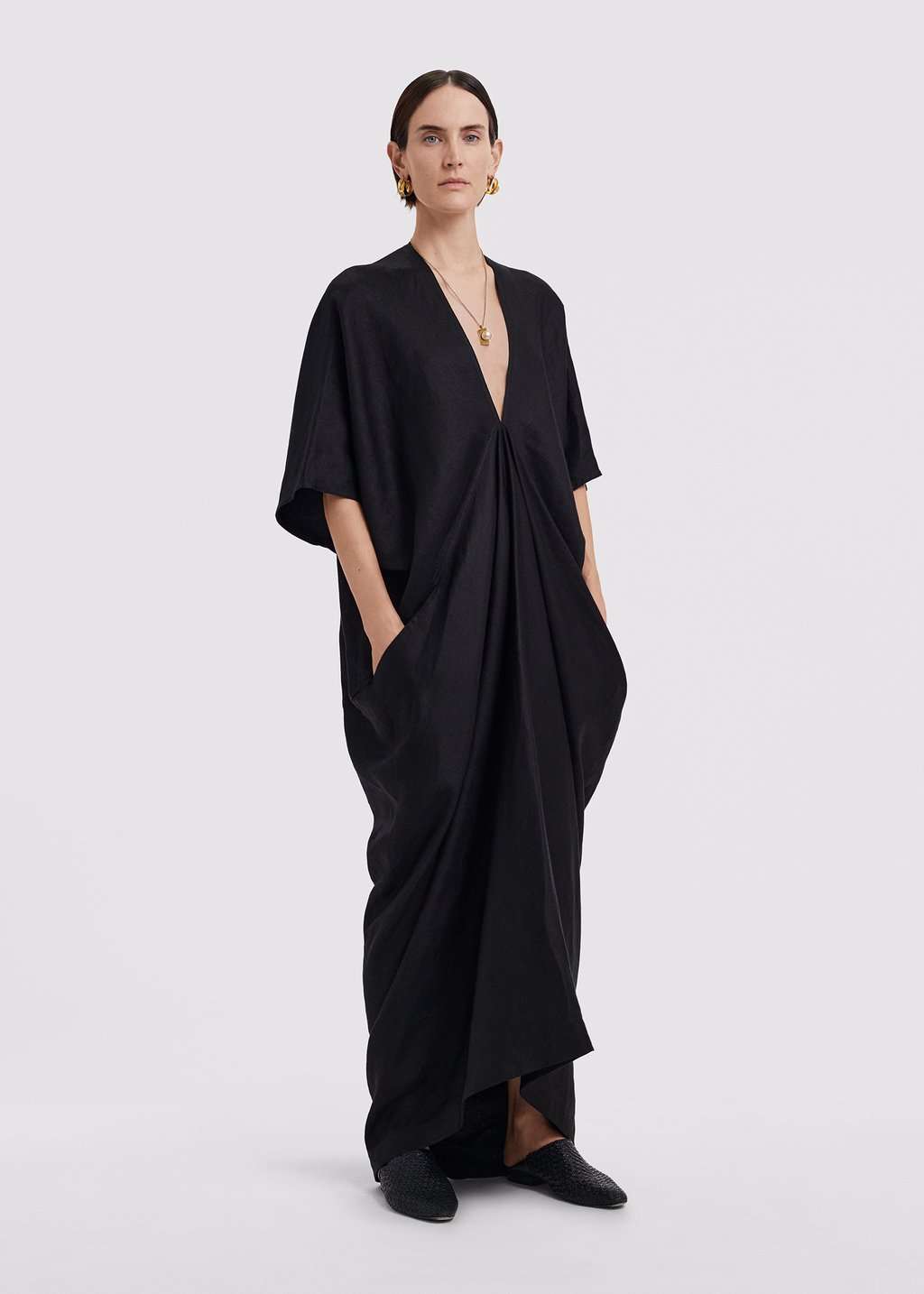 CO Oversized V-Neck Dress In Organic Linen