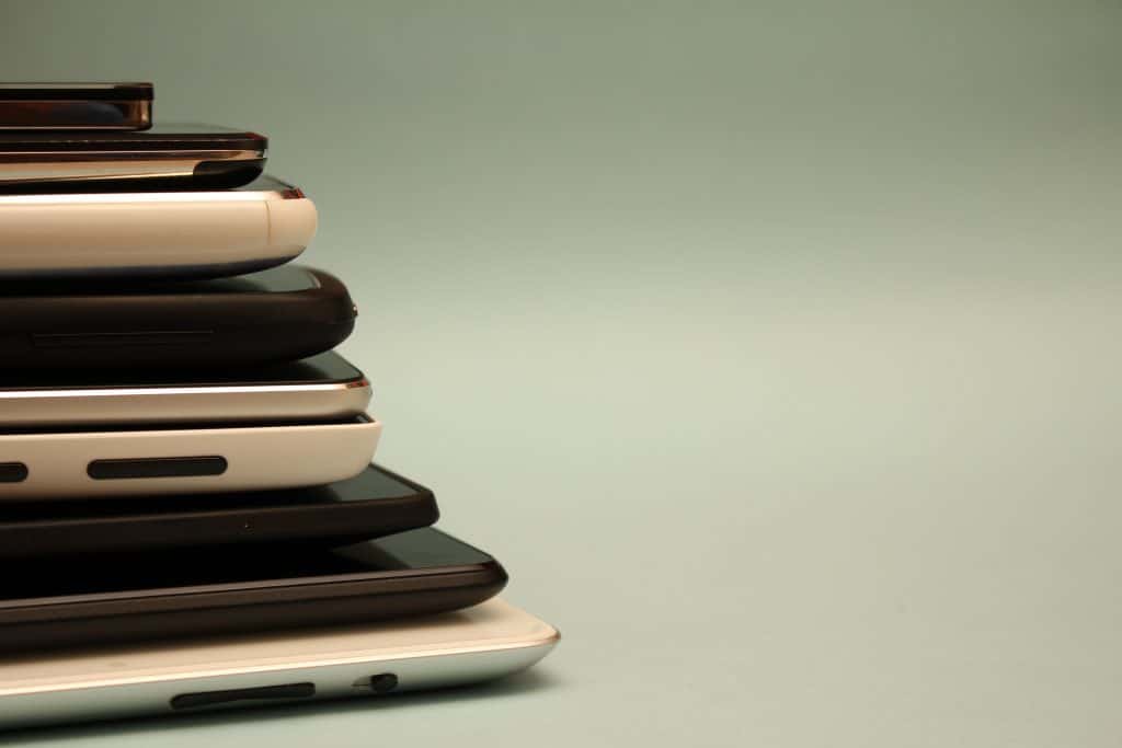 stack of smartphone