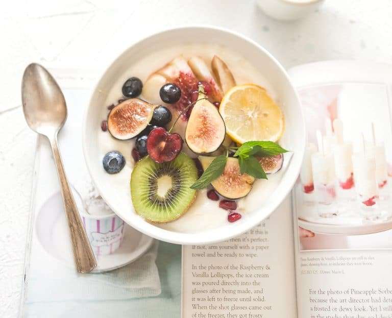 Breakfast bowl on cookbook