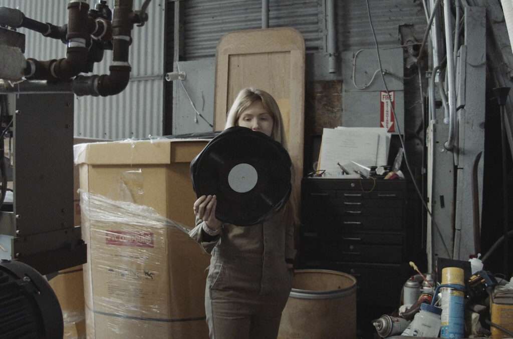Beatie Wolfe with the bioplastic record