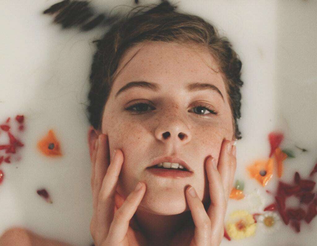 A woman in a bath