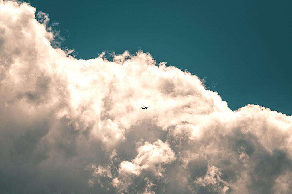 airplane in the clouds