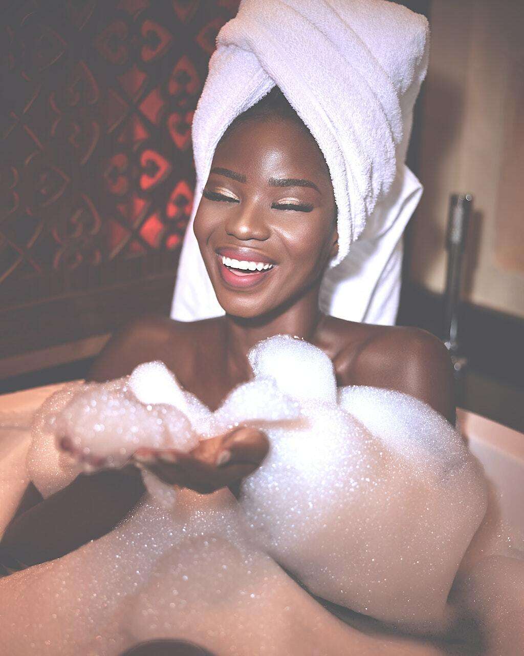 woman in bubble bath