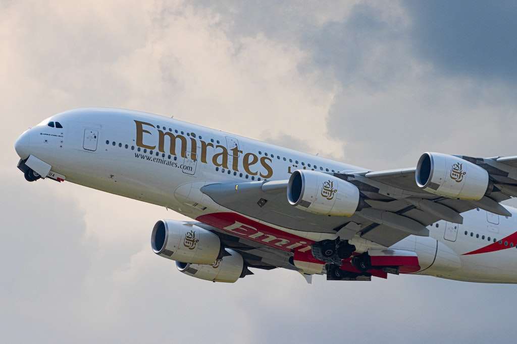 Emirates airplane in the sky