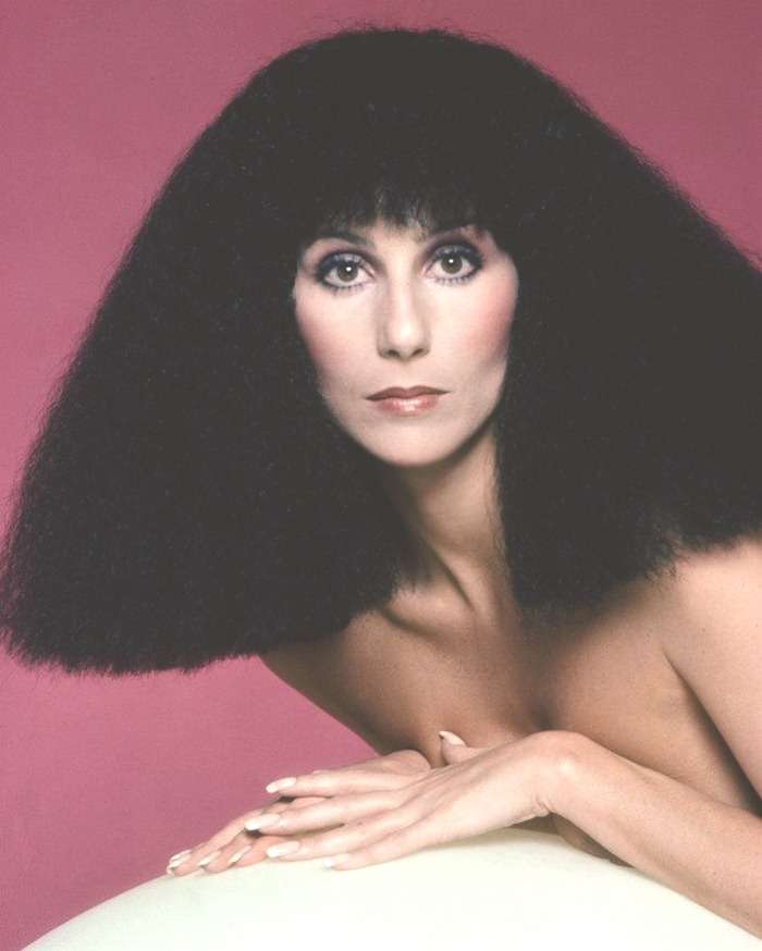 Cher with frizzed out hair