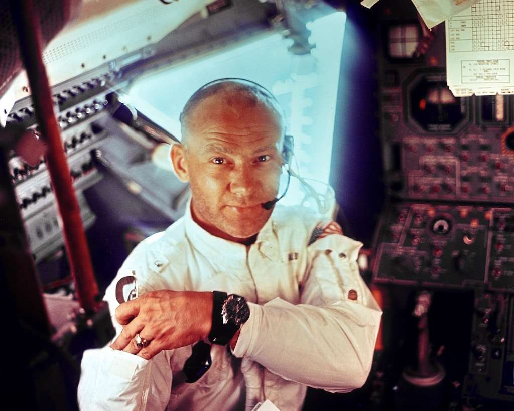 This interior view of the Apollo 11 Lunar Module shows Buzz Aldrin lunar module pilot, during the lunar landing mission.