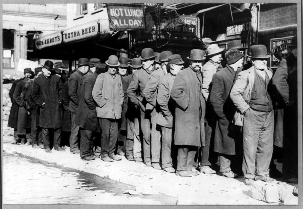 Men waiting for bread in New York City during the Great Depression