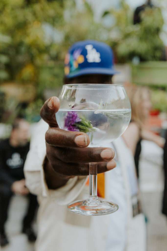 Ron Finley holds a Seedlip cocktail 