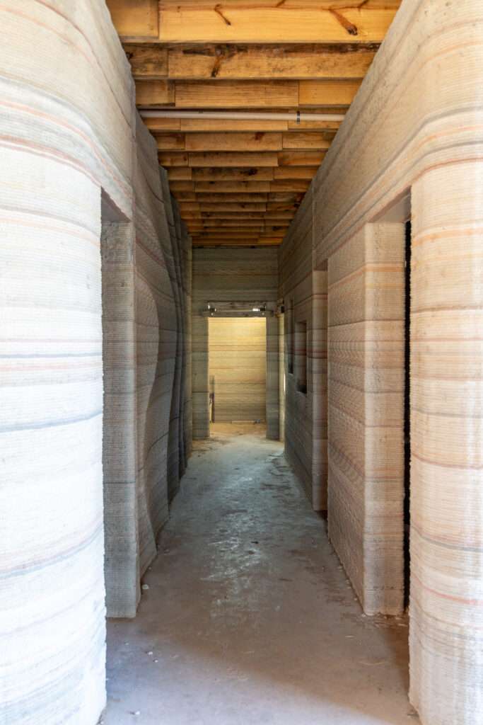 3D-printed walls for the Casitas at the Halles in Round Top, Texas 