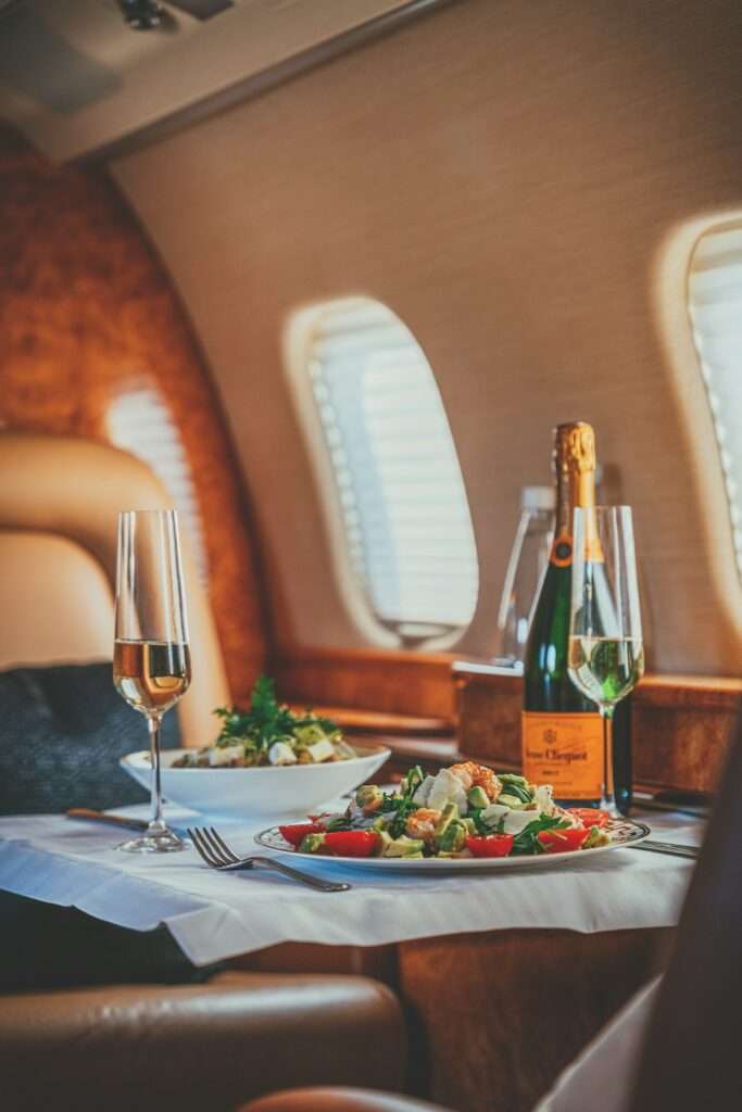 champagne on a plane