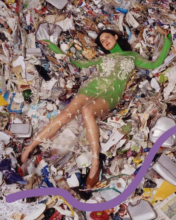 British designer Stella McCartney juxtaposed her sustainable 2017 collection against landfill waste