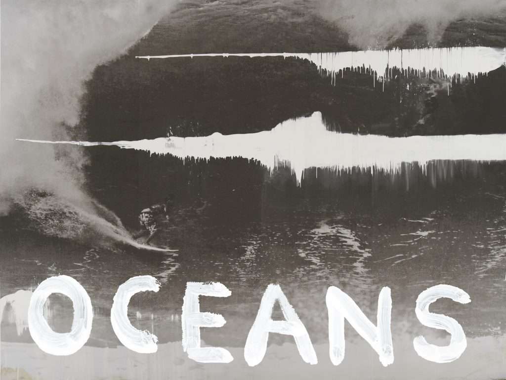 Julian Schnabel, Oceans, Climate, Life (2015/2023). Overworked banners. (By the artist for Parley for the Oceans)