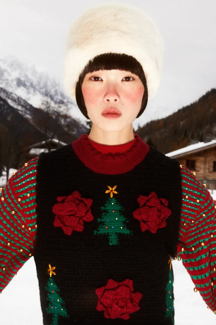 Woman in Zara Holiday Sweater