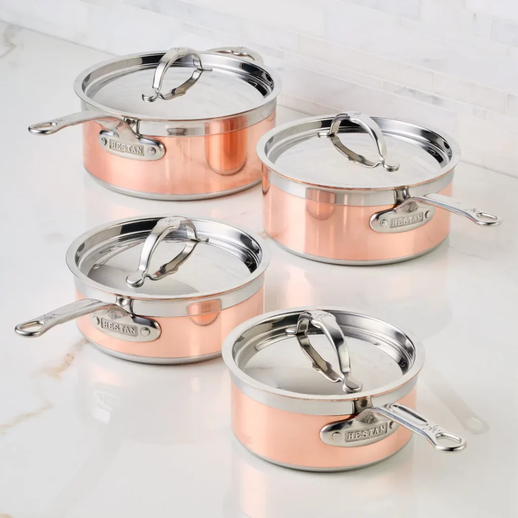 Hestan copper pots and pans.