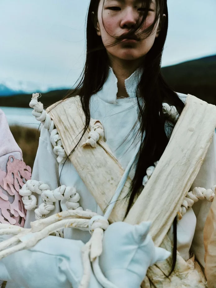 Model wears Polybion's Celium material for Nous Etudions.